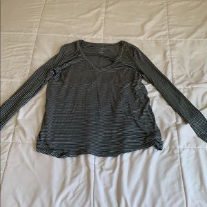 Army green and white striped long sleeve shirt